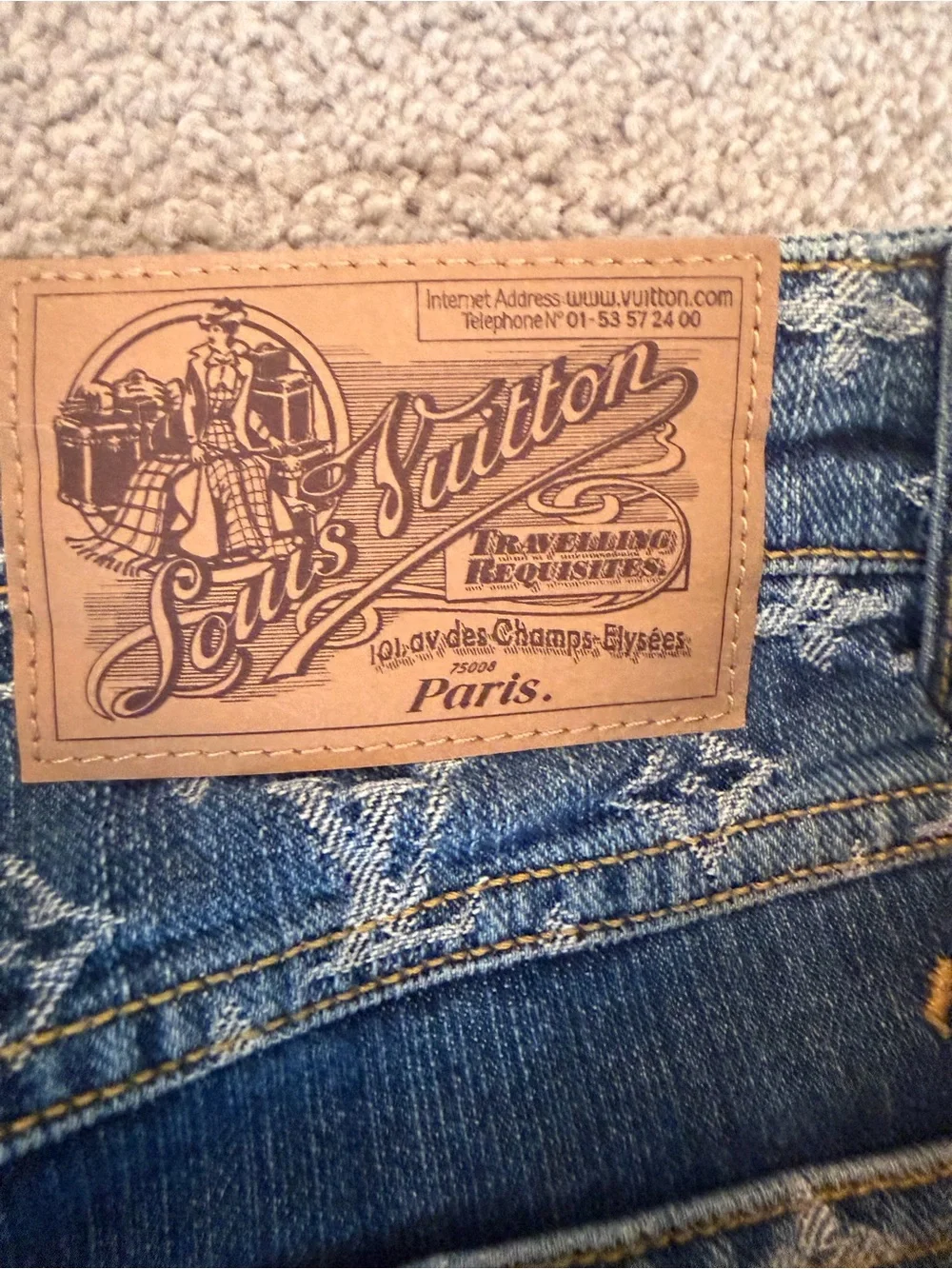 Vintage LOUIS VUITTON Marc Jacobs Monogram Denim Shorts FR 36 US 2 4 Y2K 2000s